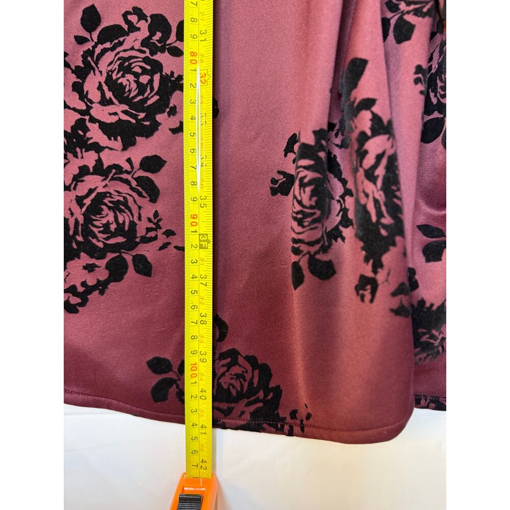 Torrid Burgundy Flocked Floral Skater Dress 20 - Picture 6 of 8